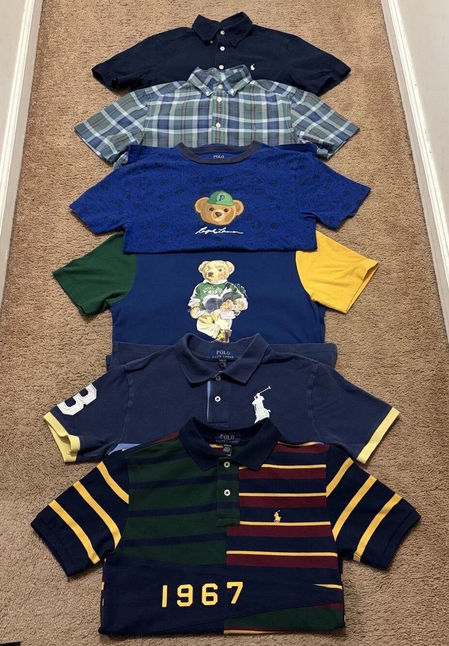 Lot Of 6 Polo Ralph Lauren Youth Medium (10-12) Short Sleeve Shirts